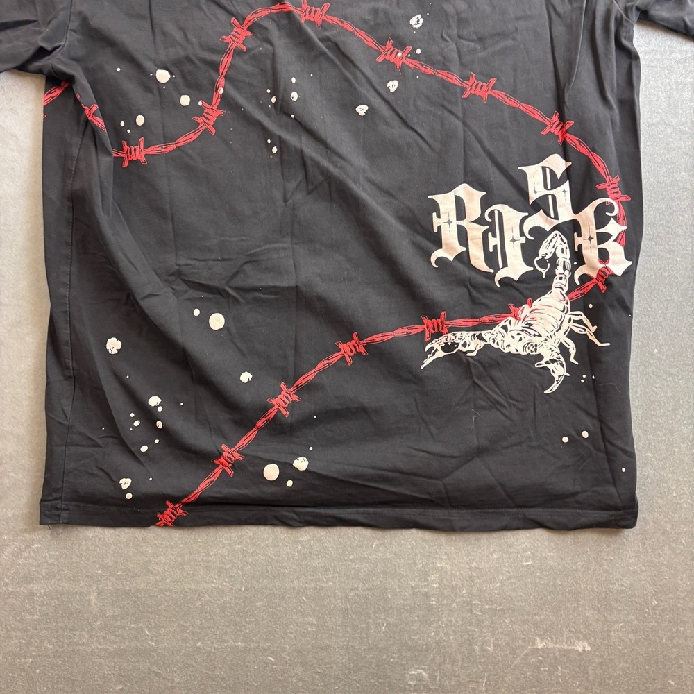 Smoke Rise Graphic T Shirt Black Y2K Barbed Wire Tee Men's Large - Picture 9 of 14